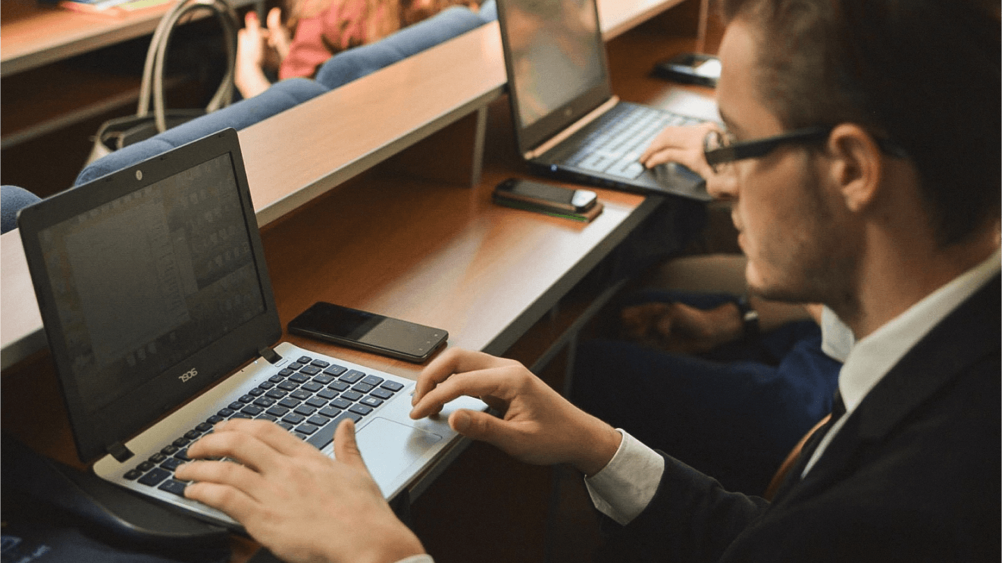 Library with students